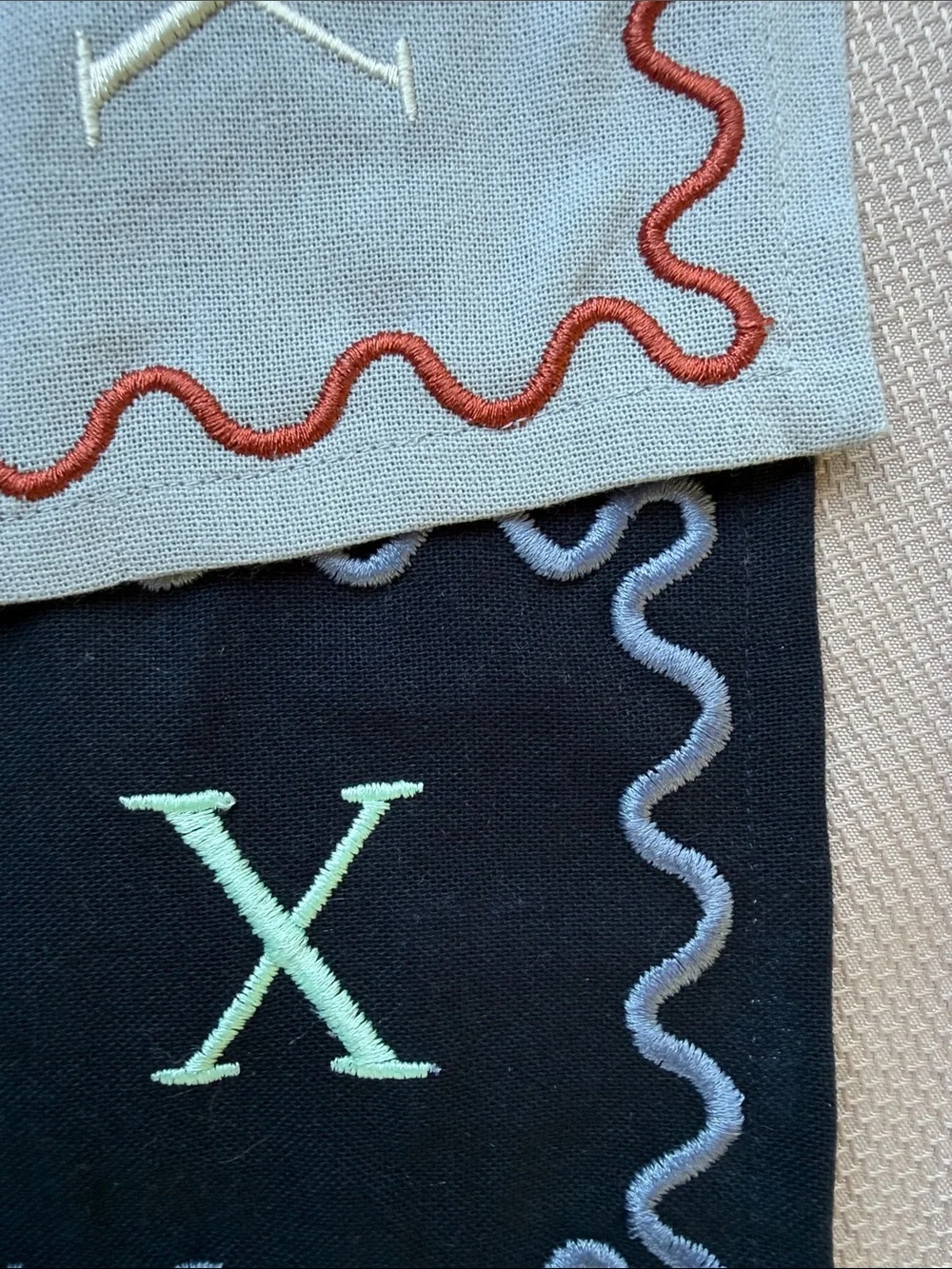 8 Anthropologie Multicolor Embroidered X Cocktail Napkin Set - two sets of 4